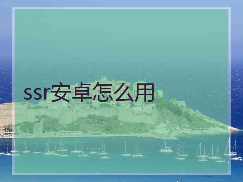 ssr安卓怎么用