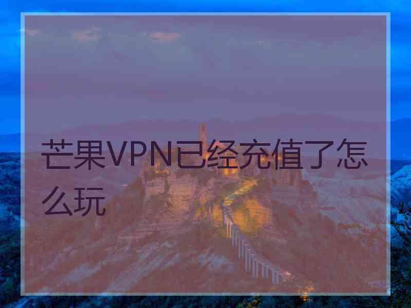 芒果VPN已经充值了怎么玩